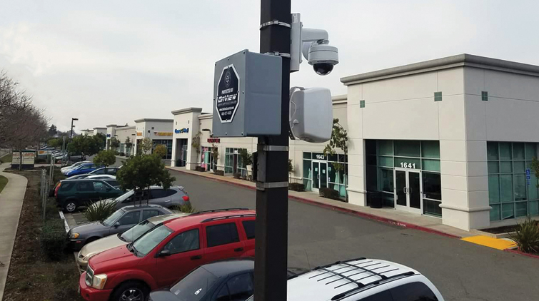 Crime deterrent system in a shopping center's parking lot