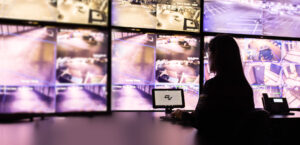 Dispatcher monitoring security cameras