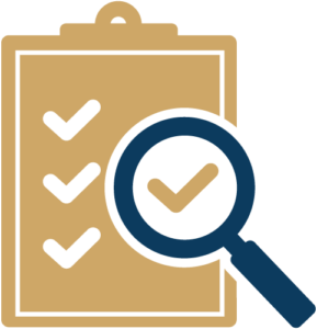 Checklist and magnifying glass icon representing an OnView security assessment.