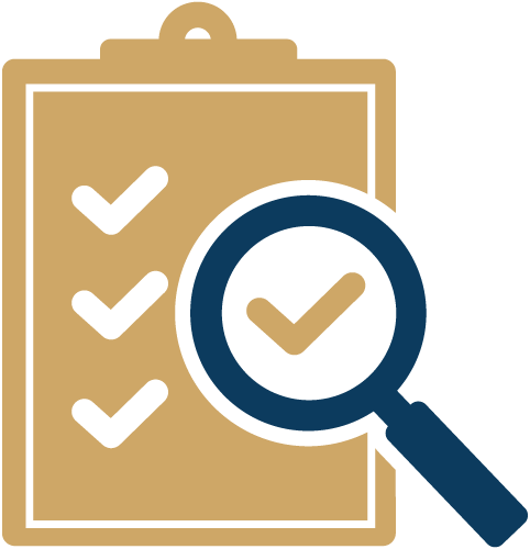 Checklist and magnifying glass icon representing an OnView security assessment.