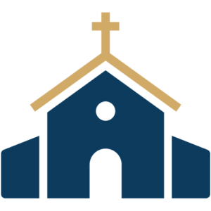 Church building icon representing OnView security solutions for churches and houses of worship.