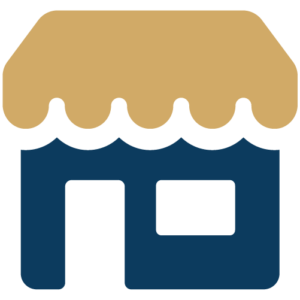 Retail storefront icon representing OnView security solutions for stores and shopping properties.