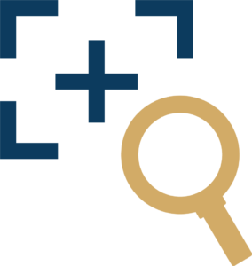 Magnifying glass and focus markers icon representing OnView security detection.